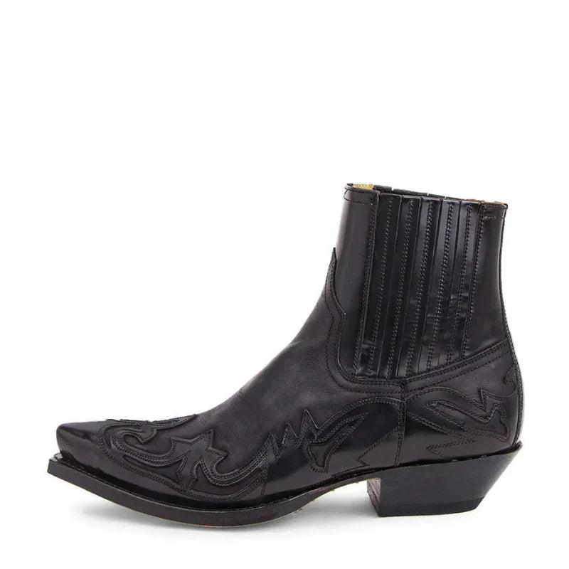 Western Stiefeletten für Herren mit Ziernähten und Absatz-Men Footwear-Alpenkind