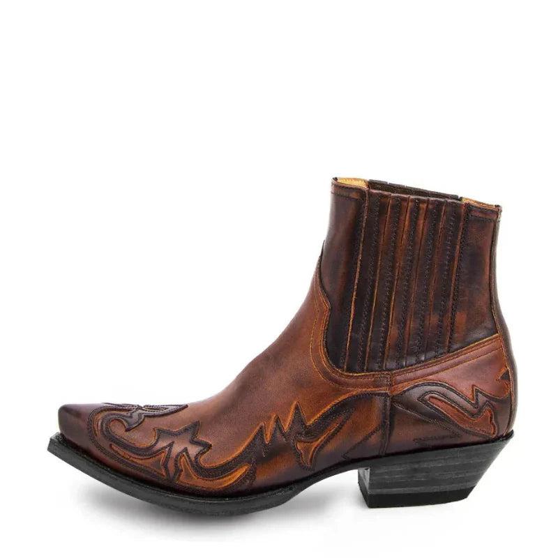 Western Stiefeletten für Herren mit Ziernähten und Absatz-Men Footwear-Alpenkind