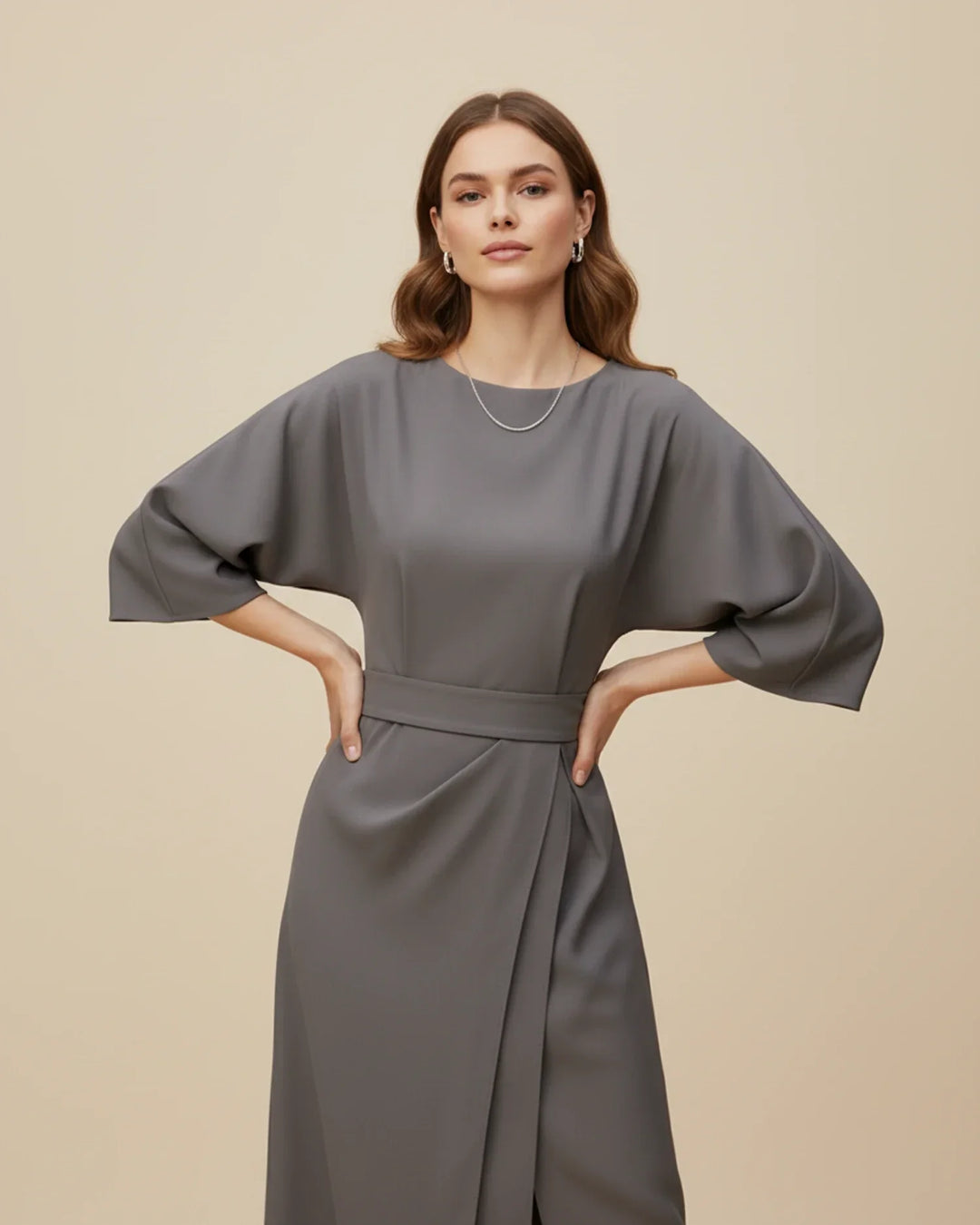 Isabella – Women's Elegant Belted Dress with Lantern Sleeves - Image 14