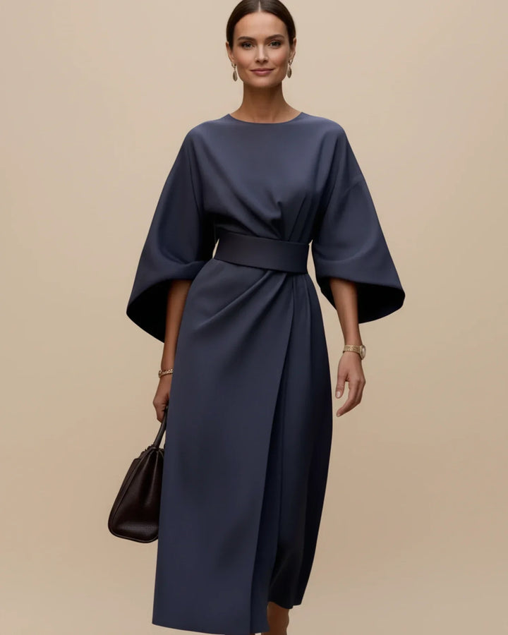Isabella – Women's Elegant Belted Dress with Lantern Sleeves - Image 7