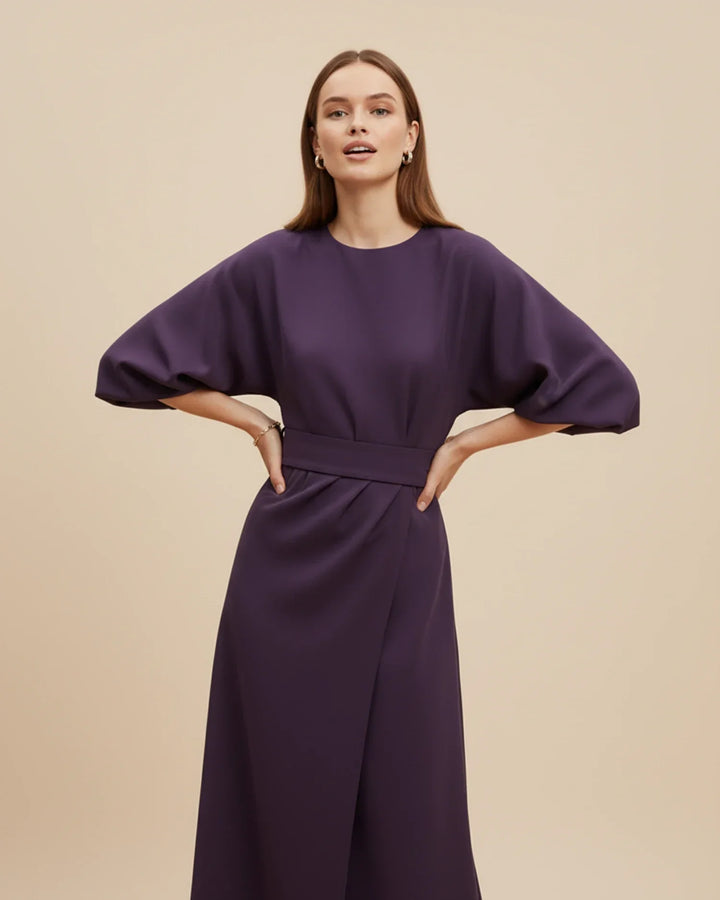 Isabella – Women's Elegant Belted Dress with Lantern Sleeves - Image 5