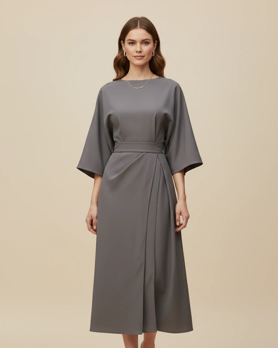 Isabella – Women's Elegant Belted Dress with Lantern Sleeves - Image 13