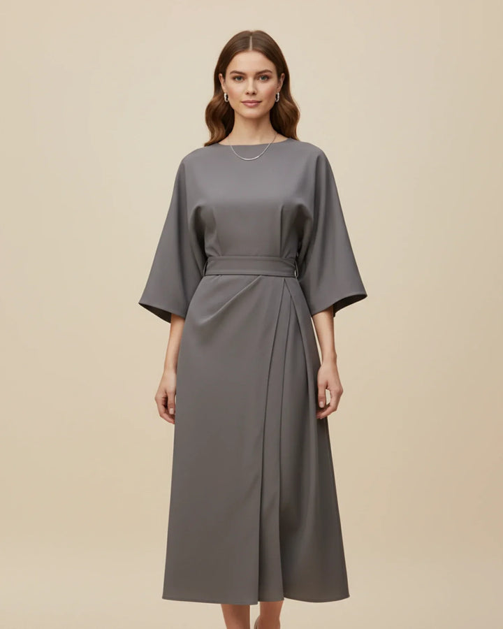 Isabella – Women's Elegant Belted Dress with Lantern Sleeves - Image 13