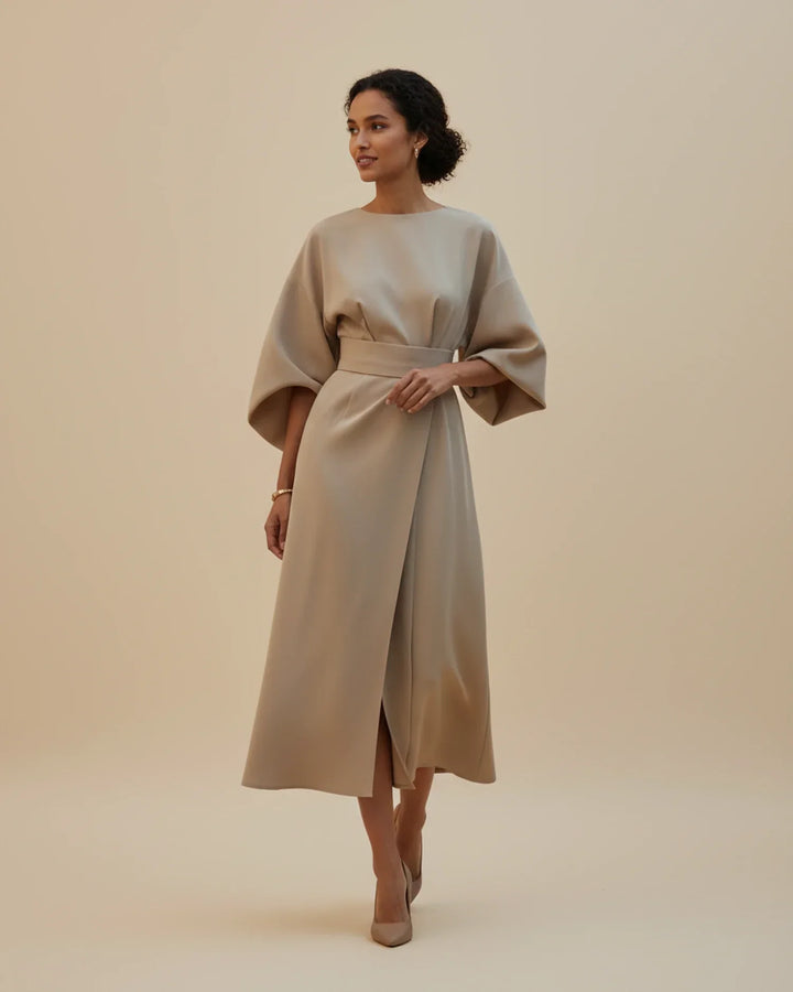 Isabella – Women's Elegant Belted Dress with Lantern Sleeves - Image 12