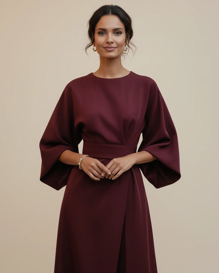 Isabella – Women's Elegant Belted Dress with Lantern Sleeves - Image 20