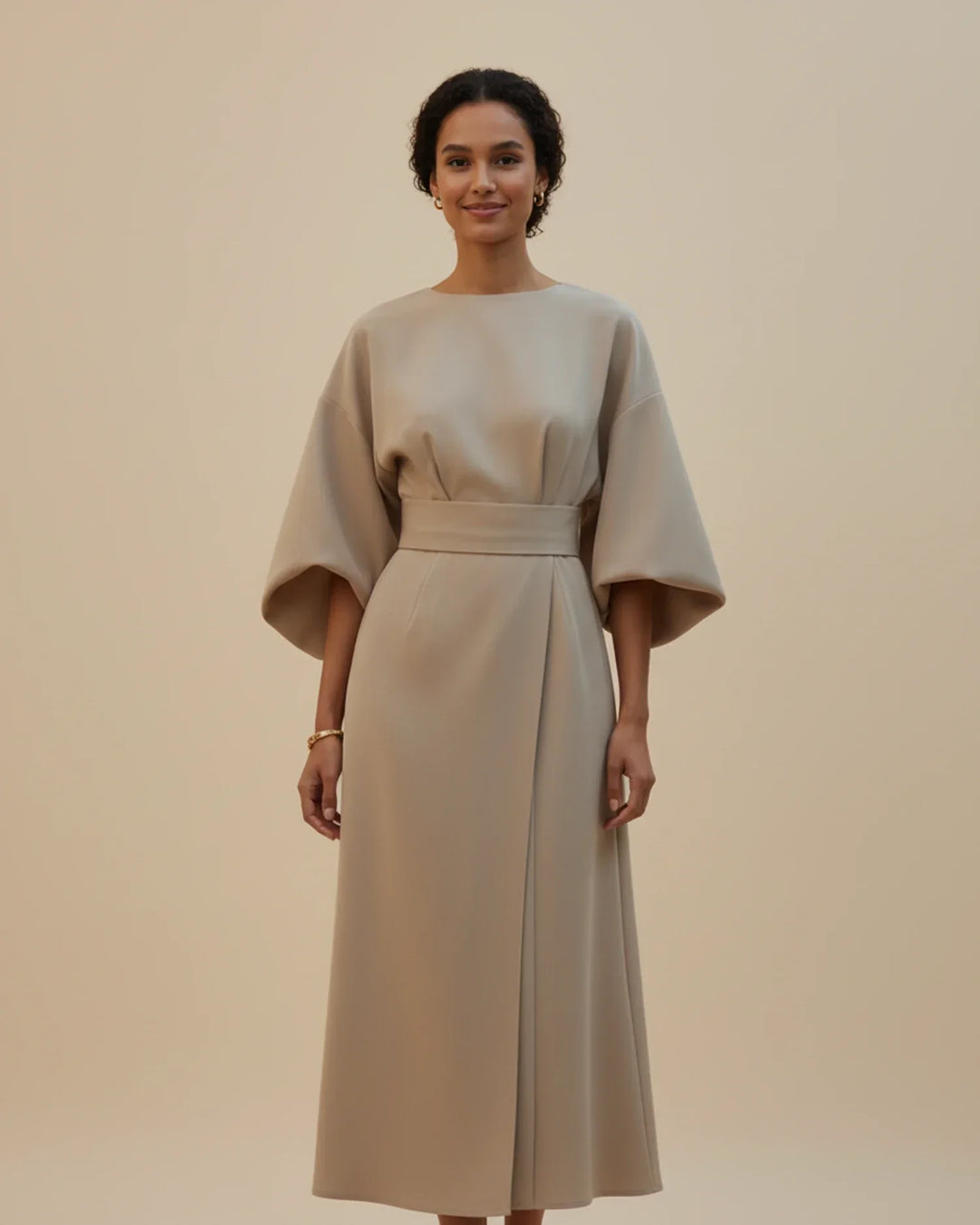 Isabella – Women's Elegant Belted Dress with Lantern Sleeves - Image 10