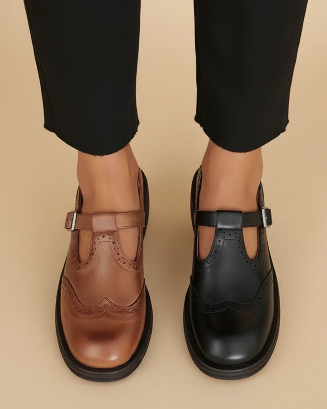 Hannah – Women's Mary Jane Leather T-Strap Shoes - Image 5