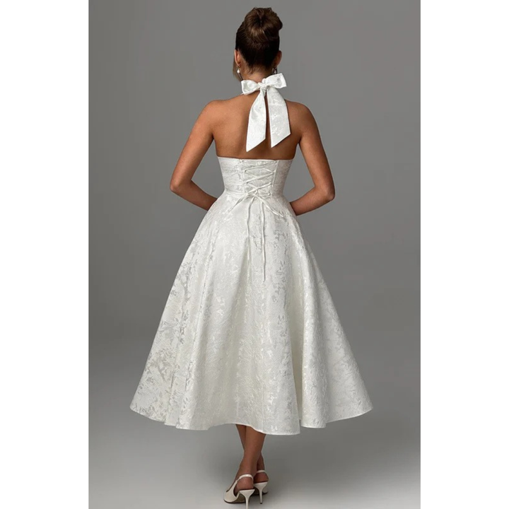 Yara | Damen Midi Kleid Für Hochzeitsgast Neckholder Stil