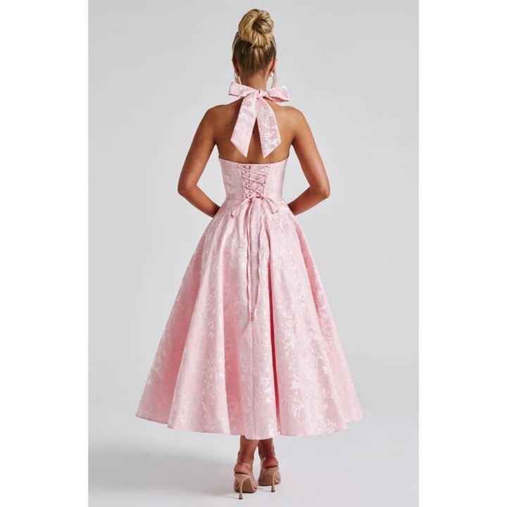 Yara | Damen Midi Kleid Für Hochzeitsgast Neckholder Stil
