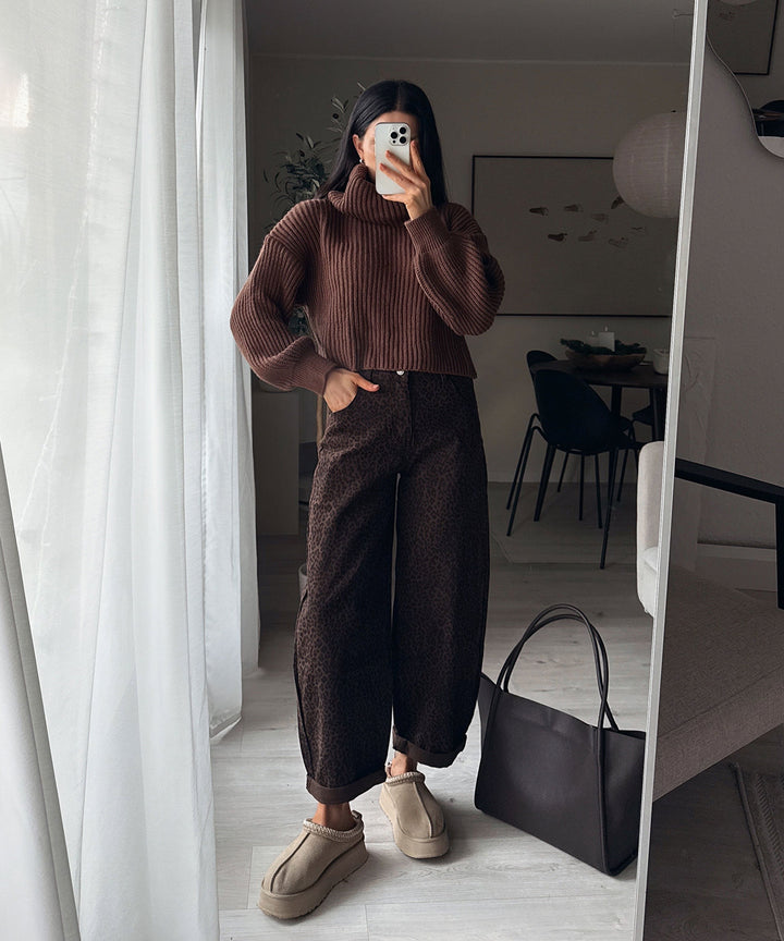 Rollkragen Pullover Yeni Dunkelbraun