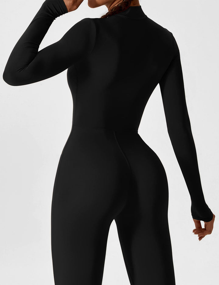 Carolin | Damen Frühlings Stretch Zip-Up Jumpsuit