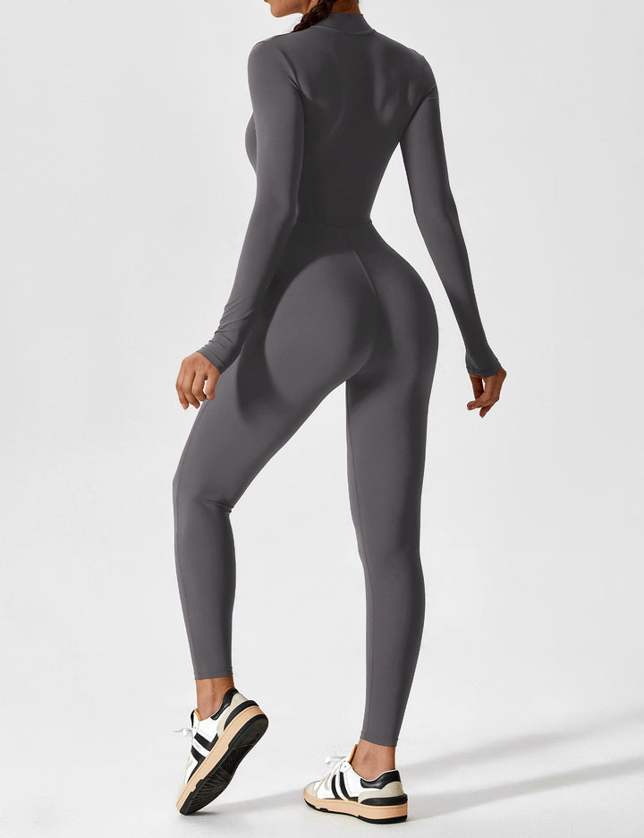 Carolin | Damen Frühlings Stretch Zip-Up Jumpsuit