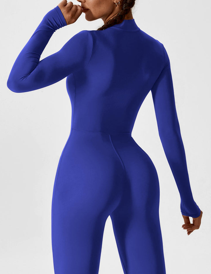 Carolin | Damen Frühlings Stretch Zip-Up Jumpsuit