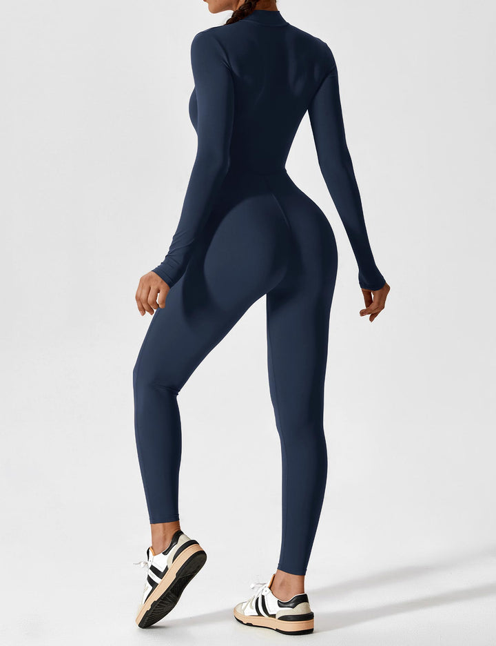 Carolin | Damen Frühlings Stretch Zip-Up Jumpsuit