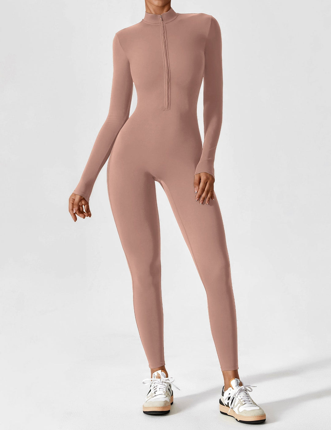 Carolin | Damen Frühlings Stretch Zip-Up Jumpsuit