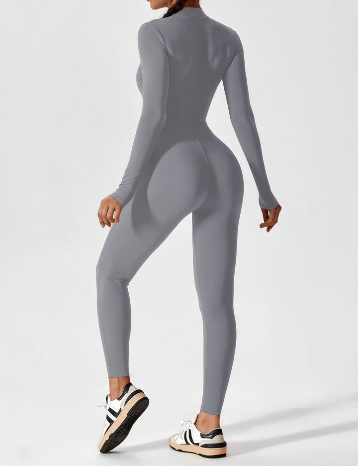 Carolin | Damen Frühlings Stretch Zip-Up Jumpsuit