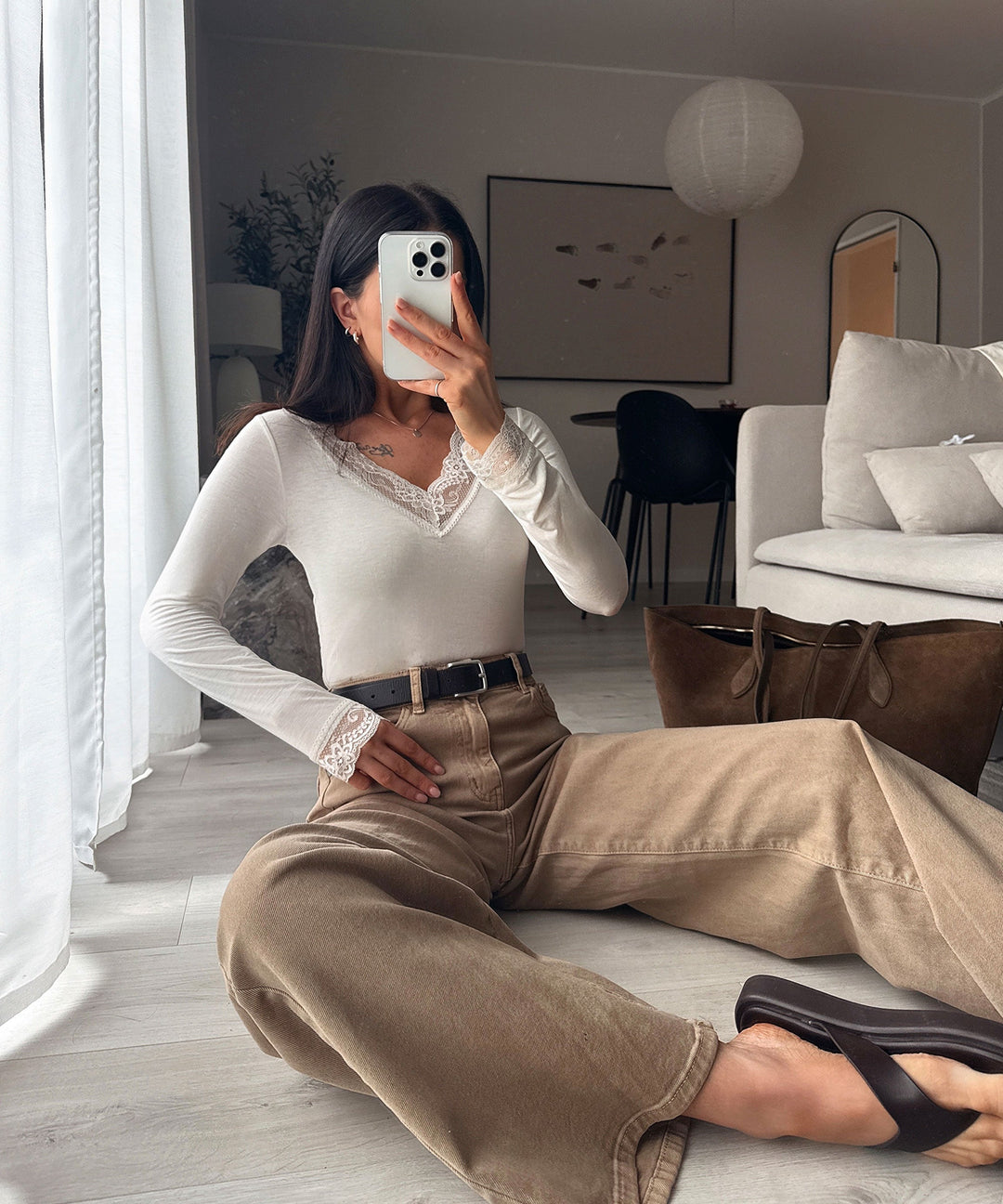 Stretch Wide Leg Jeans Harbi Camel Ladypolitan ♡