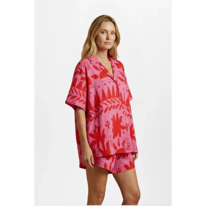 Zara | Damen Zweiteiler Mit rosa Shorts Und Print Für Party