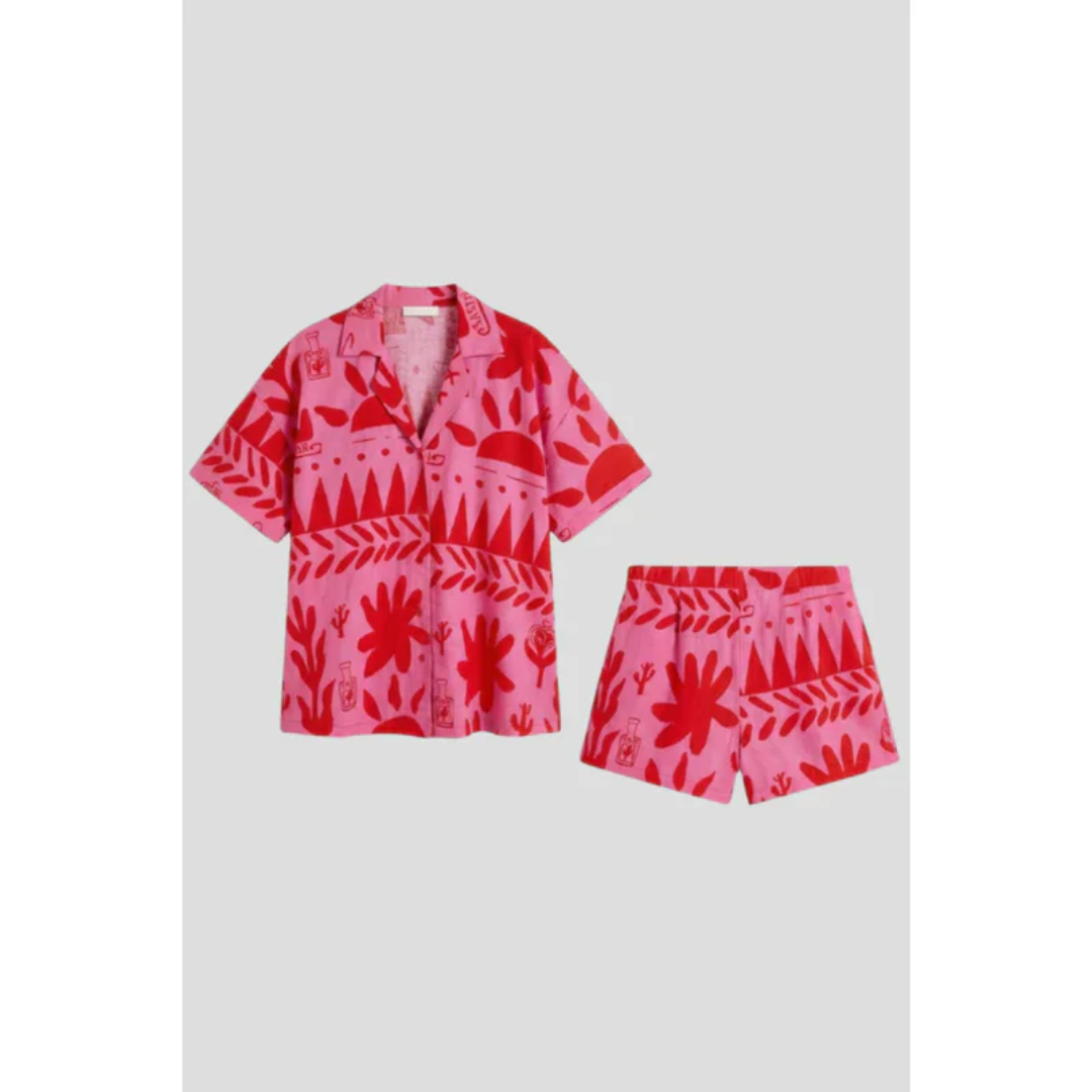 Zara | Damen Zweiteiler Mit rosa Shorts Und Print Für Party