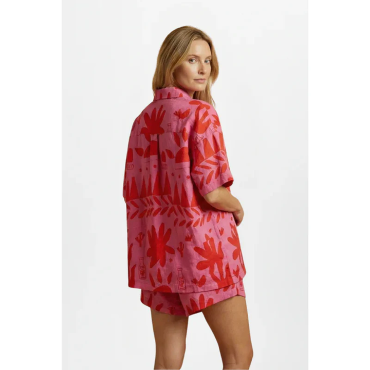 Zara | Damen Zweiteiler Mit rosa Shorts Und Print Für Party