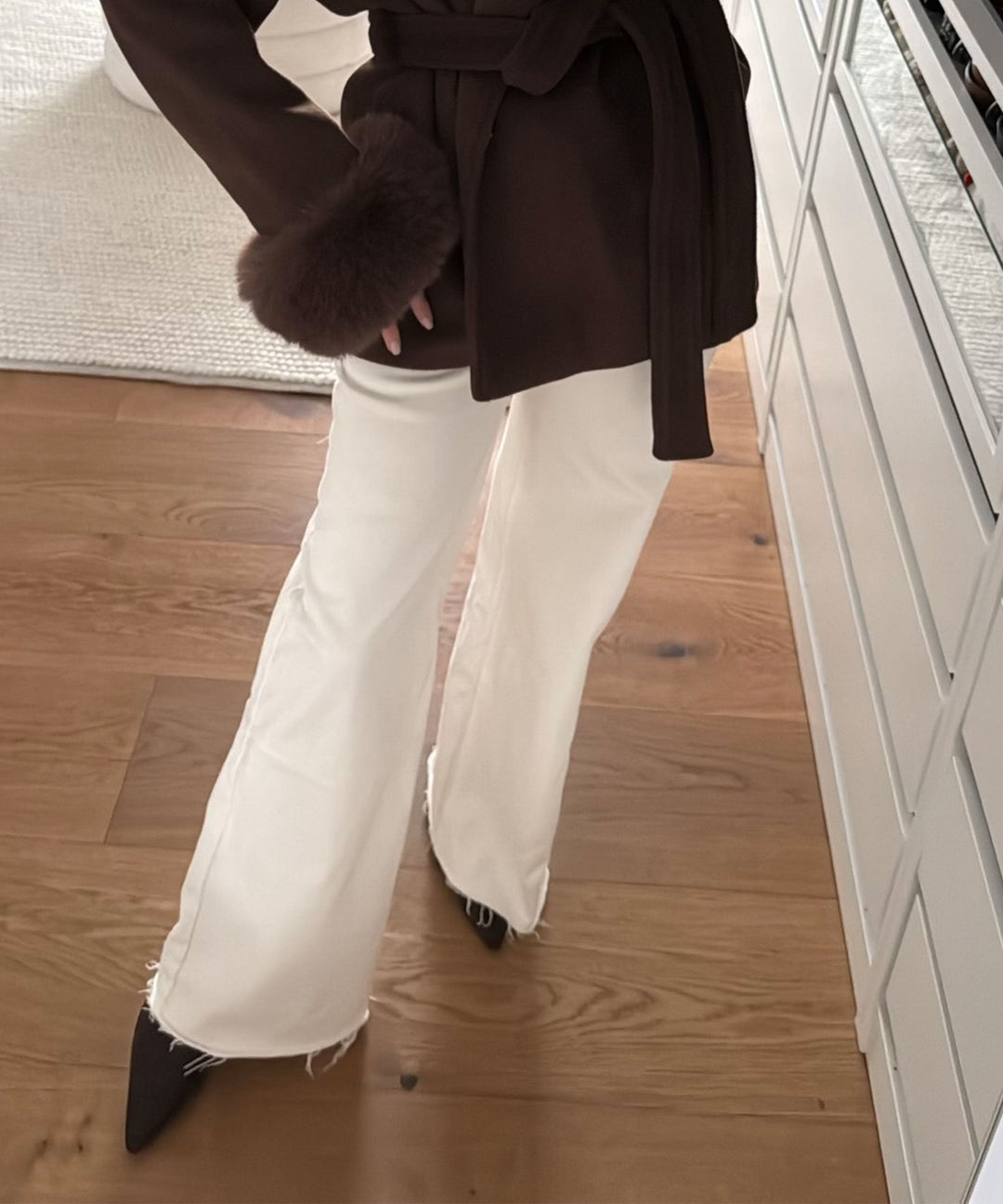 Extra Long Stretch Mid Waist Wide Leg Jeans Zerra Beige