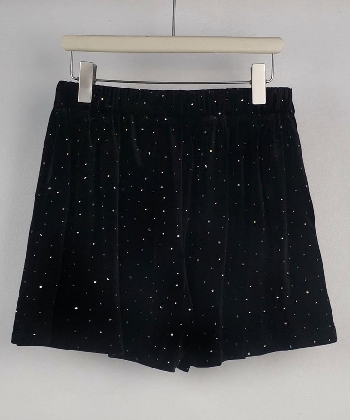 Samt Shorts Lia mit Strass Schwarz Ladypolitan ♡