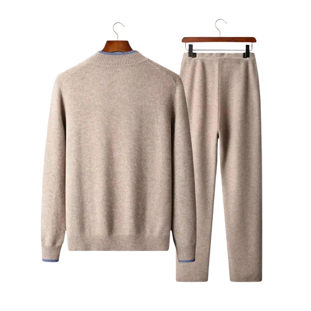 Zweiteiliges Herren-Strickset mit Reißverschlussjacke und Hose mit Kordelzug-Alpenkind
