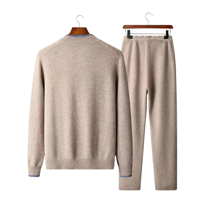 Zweiteiliges Herren-Strickset mit Reißverschlussjacke und Hose mit Kordelzug-Alpenkind